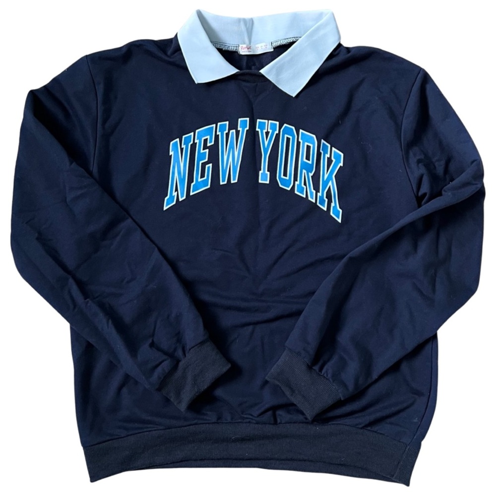 New York Sweater With Faux shirt collar.